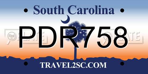 PDR758 South Carolina License Plate