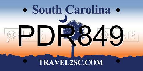 PDR849 South Carolina License Plate