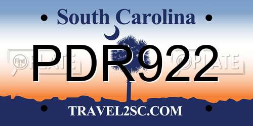 PDR922 South Carolina License Plate