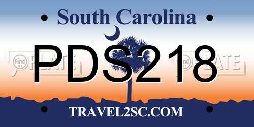 PDS218 South Carolina License Plate