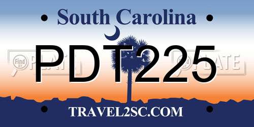 PDT225 South Carolina License Plate