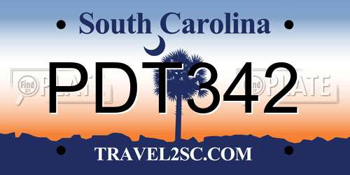 PDT342 South Carolina License Plate