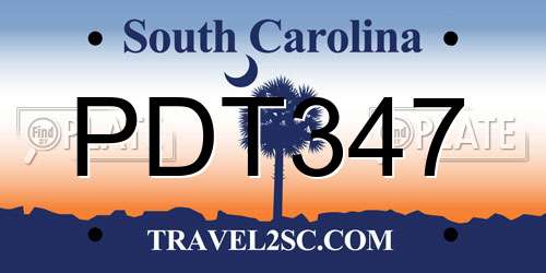 PDT347 South Carolina License Plate