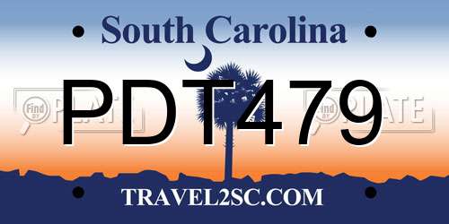 PDT479 South Carolina License Plate