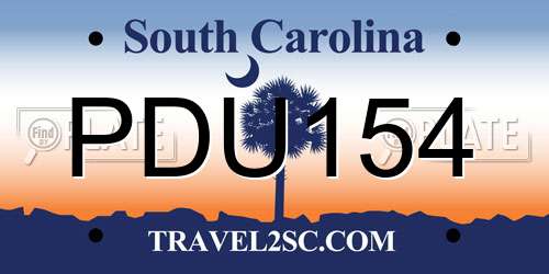 PDU154 South Carolina License Plate