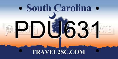 PDU631 South Carolina License Plate