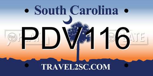 PDV116 South Carolina License Plate