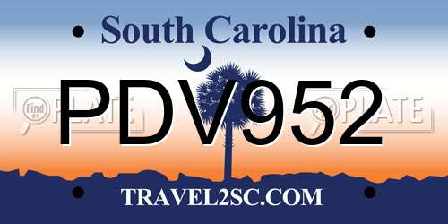 PDV952 South Carolina License Plate