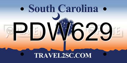 PDW629 South Carolina License Plate
