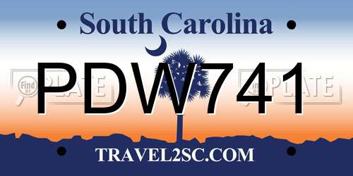 PDW741 South Carolina License Plate