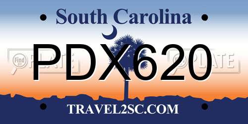PDX620 South Carolina License Plate