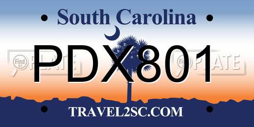 PDX801 South Carolina License Plate