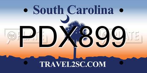 PDX899 South Carolina License Plate