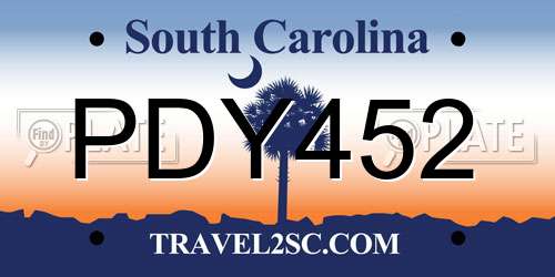 PDY452 South Carolina License Plate