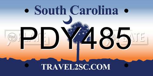 PDY485 South Carolina License Plate