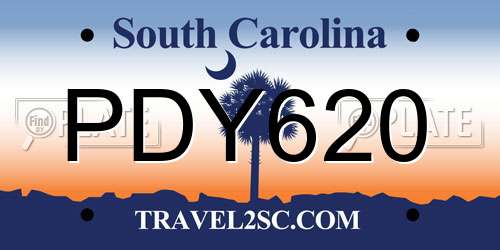 PDY620 South Carolina License Plate