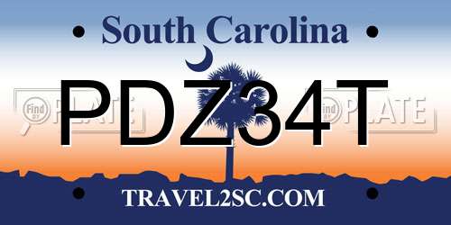 PDZ34T South Carolina License Plate