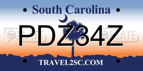 PDZ34Z South Carolina License Plate