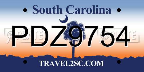 PDZ9754 South Carolina License Plate