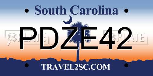 PDZE42 South Carolina License Plate