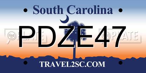PDZE47 South Carolina License Plate
