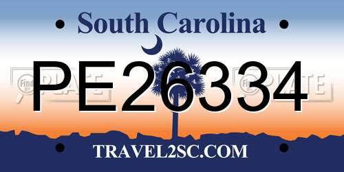 PE26334 South Carolina License Plate