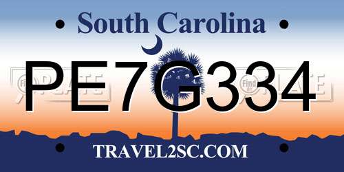 PE7G334 South Carolina License Plate