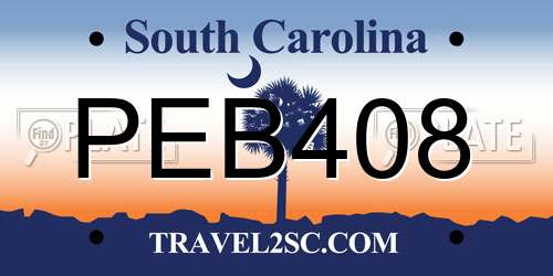 PEB408 South Carolina License Plate