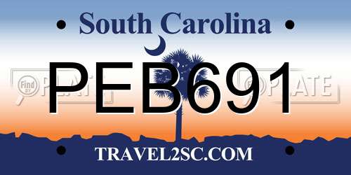 PEB691 South Carolina License Plate