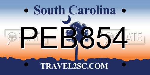 PEB854 South Carolina License Plate