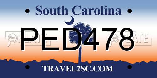 PED478 South Carolina License Plate