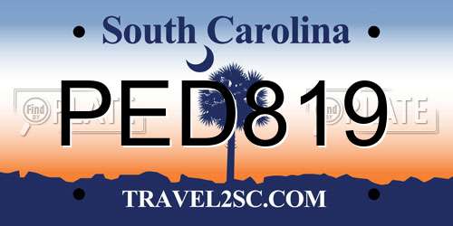 PED819 South Carolina License Plate
