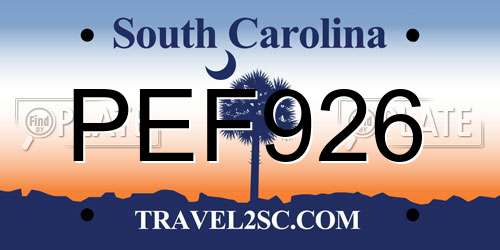 PEF926 South Carolina License Plate