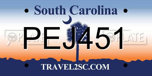 PEJ451 South Carolina License Plate