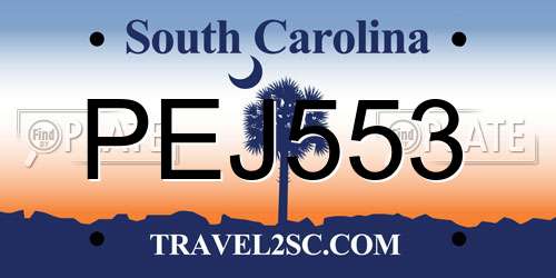 PEJ553 South Carolina License Plate