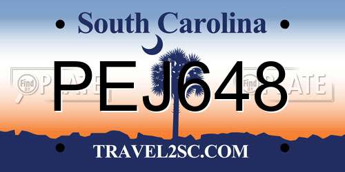 PEJ648 South Carolina License Plate