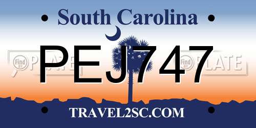 PEJ747 South Carolina License Plate