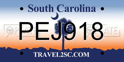 PEJ918 South Carolina License Plate