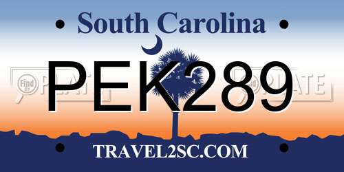 PEK289 South Carolina License Plate