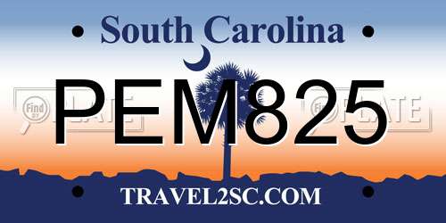 PEM825 South Carolina License Plate