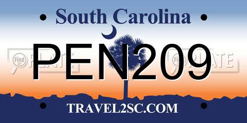PEN209 South Carolina License Plate