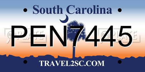 PEN7445 South Carolina License Plate