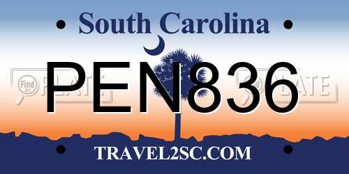PEN836 South Carolina License Plate