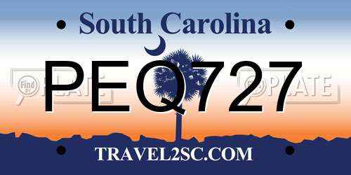 PEQ727 South Carolina License Plate