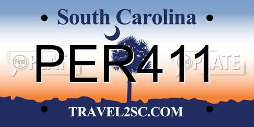 PER411 South Carolina License Plate