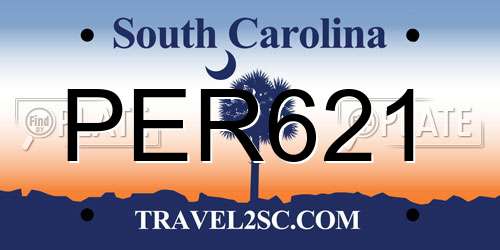 PER621 South Carolina License Plate