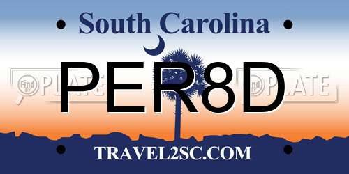 PER8D South Carolina License Plate