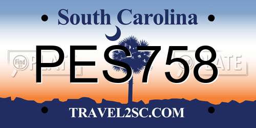 PES758 South Carolina License Plate