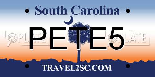 PETE5 South Carolina License Plate