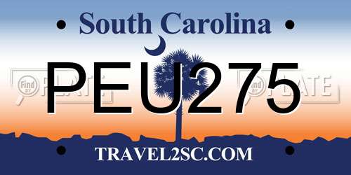 PEU275 South Carolina License Plate